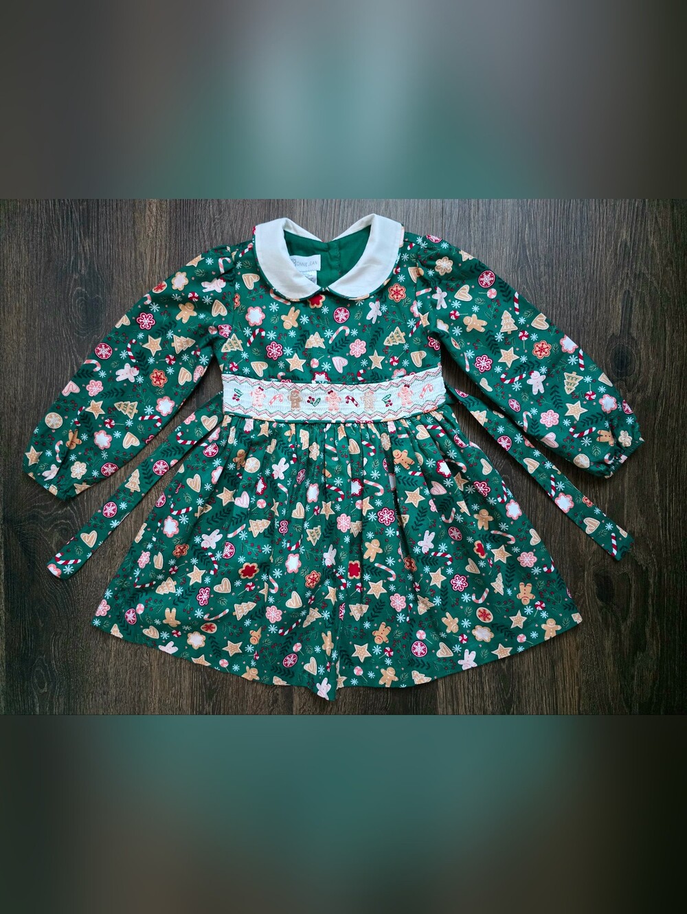 Bonnie Jean Gingerbread Smocking Dress - Picture 2 of 14
